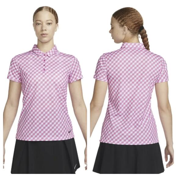 Nike Golf Women's Dri-FIT Victory Short Sleeve Gingham Polo Size XXL - Picture 1 of 8